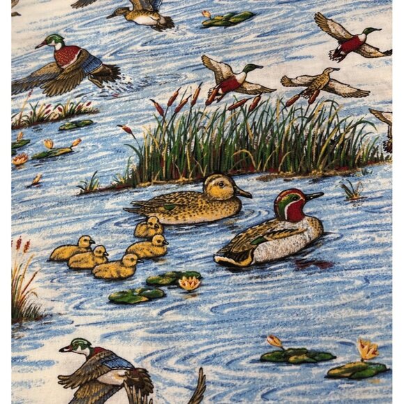 Springs Industries Duck Pond Cotton Fabric Panel 18" x 22" Colorful Wildlife Sce - Picture 2 of 8